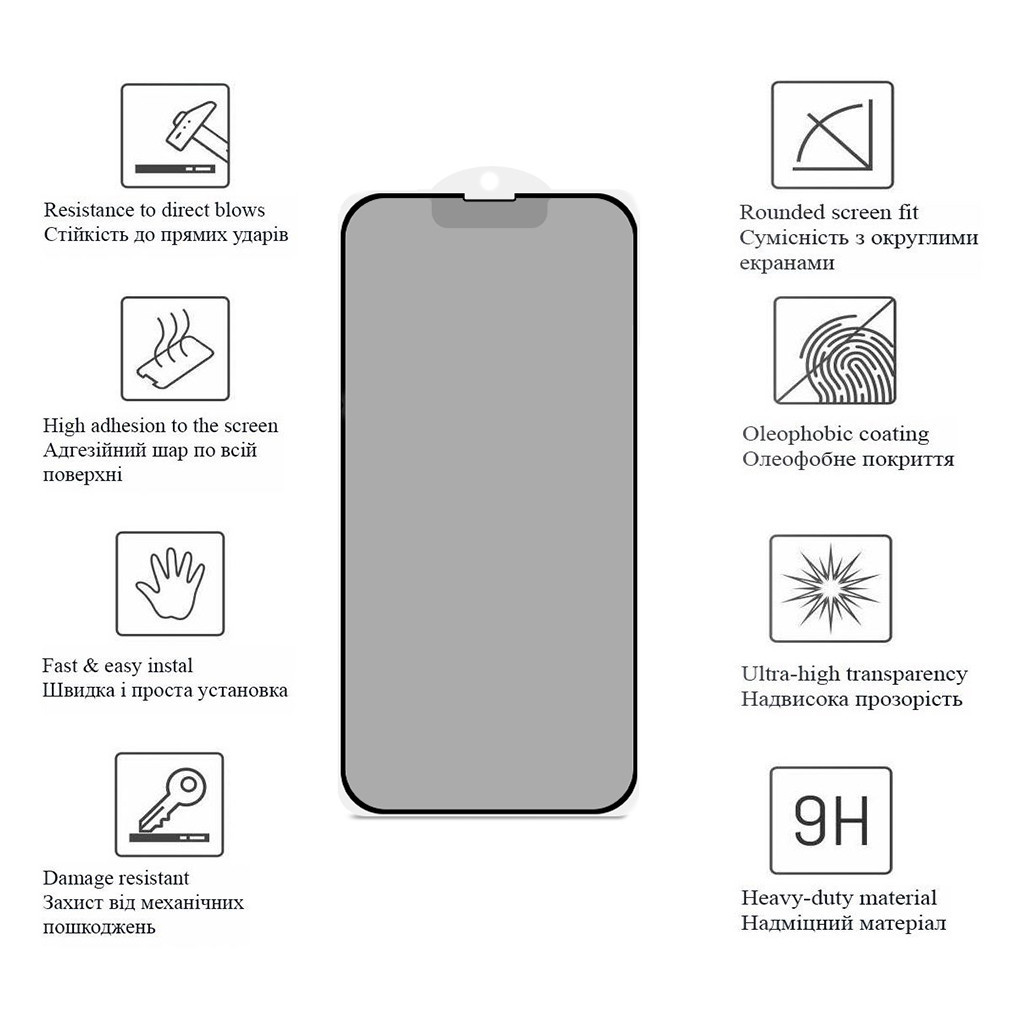 Скло захисне Drobak Matte Ceramics Anty Spy Apple iPhone 15 Plus (292928)