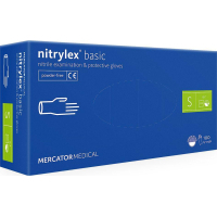Медичні рукавички Mercator Medical Nitrylex Basic Нітрилові Неопудрені діагностичні Розмір S Сині 100 шт. (3.1005) (5906615004554)