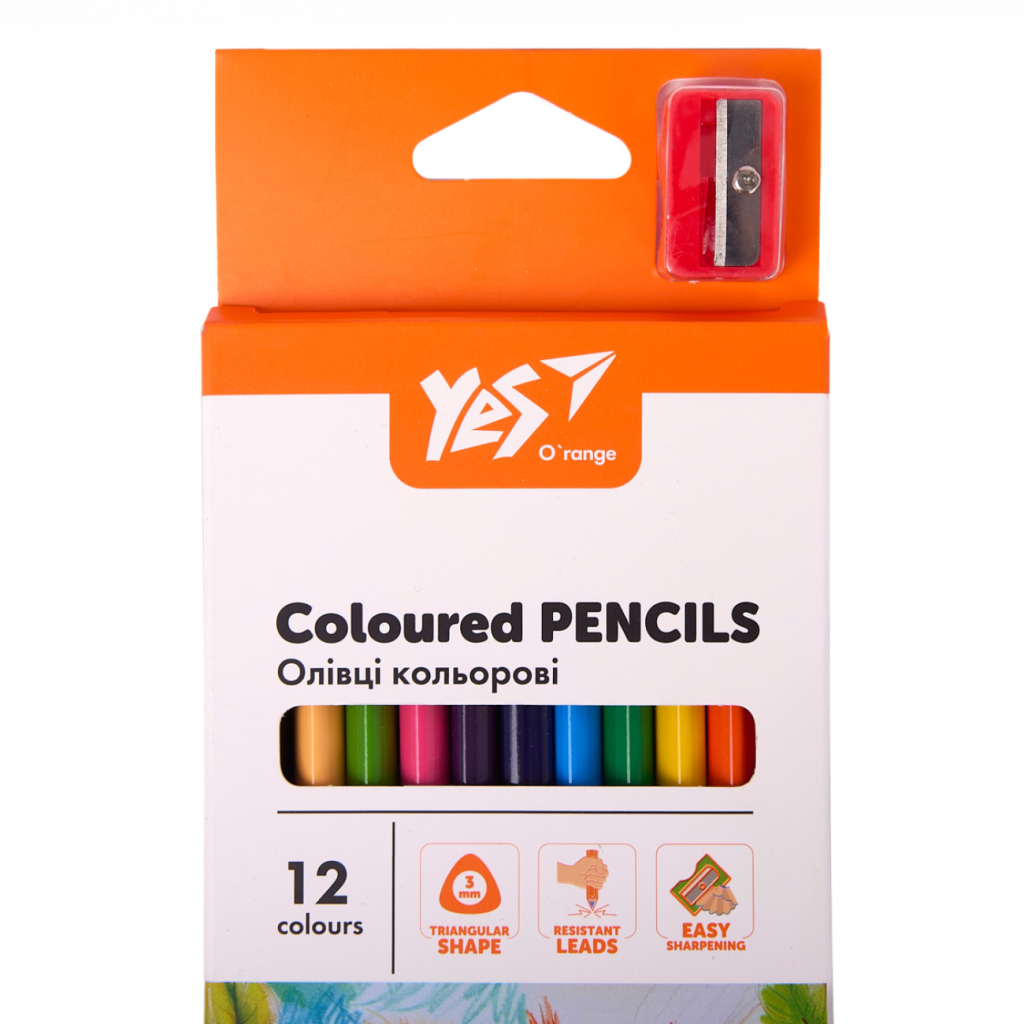 Олівці кольорові Yes Orange Line 12 кольорів з точилкою (290723) Олівці кольорові Yes Orange Line 12 кольорів з точилкою (290723)