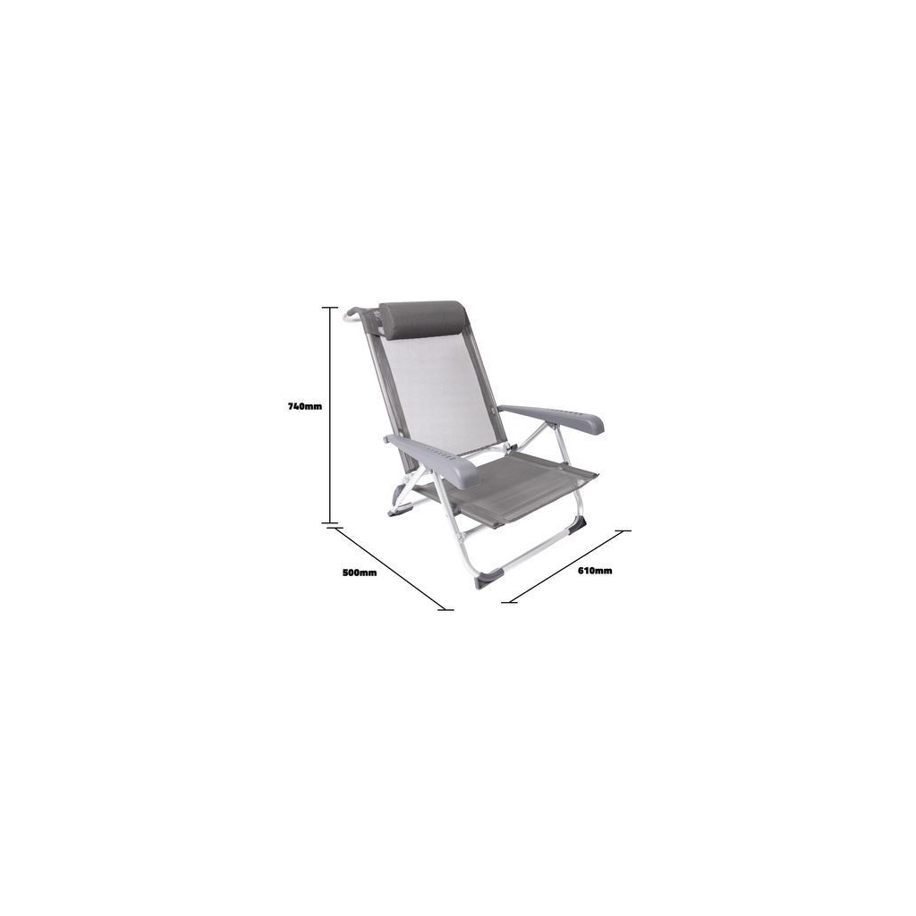 Крісло складане Bo-Camp Saint-Tropez Grey (1204796) (DAS303395)