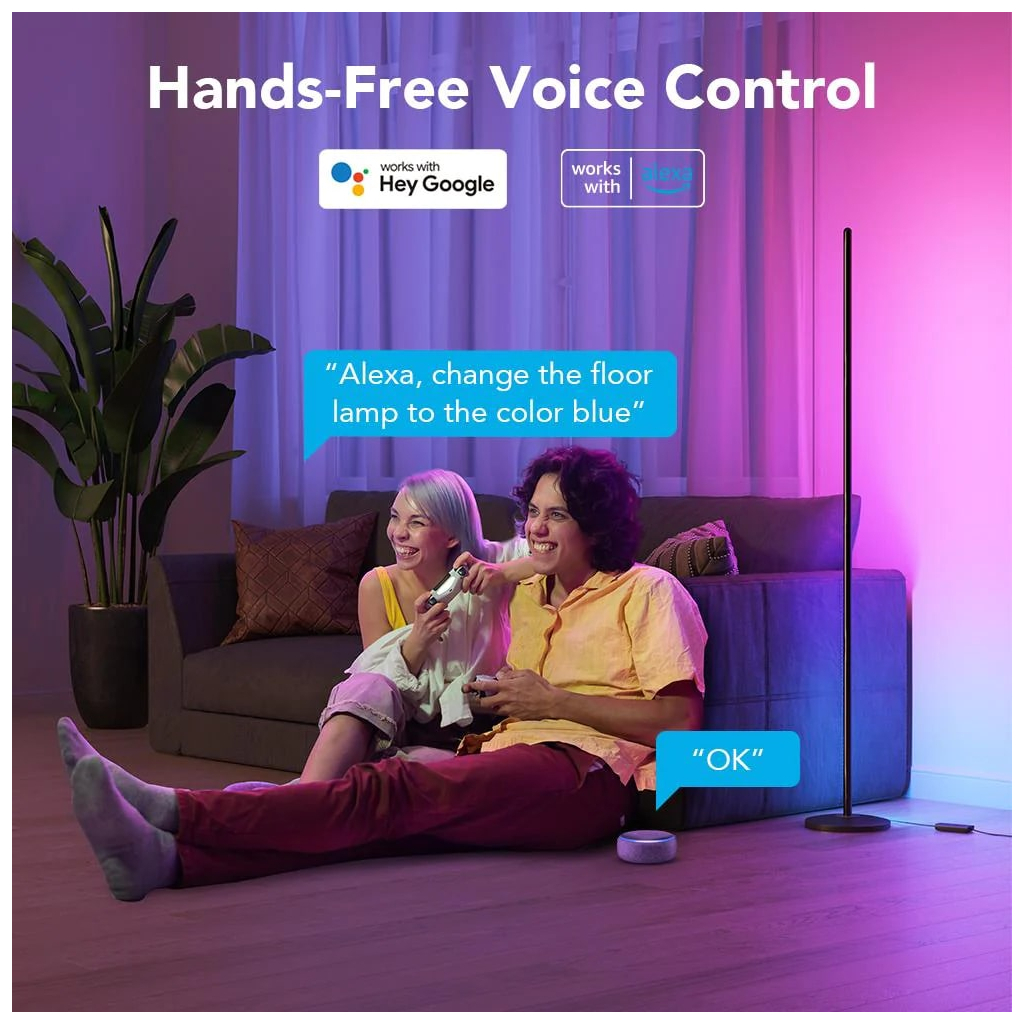 Торшер Govee H6076, 1000Lm, RGBICW, WI-FI/Bluetooth, black (H6076312)