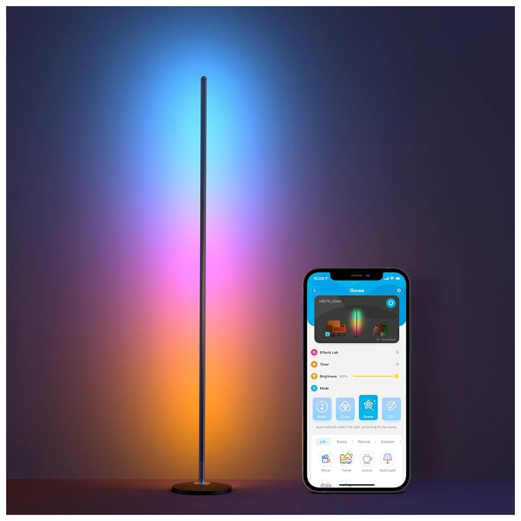 Торшер Govee H6076, 1000Lm, RGBICW, WI-FI/Bluetooth, black (H6076312)