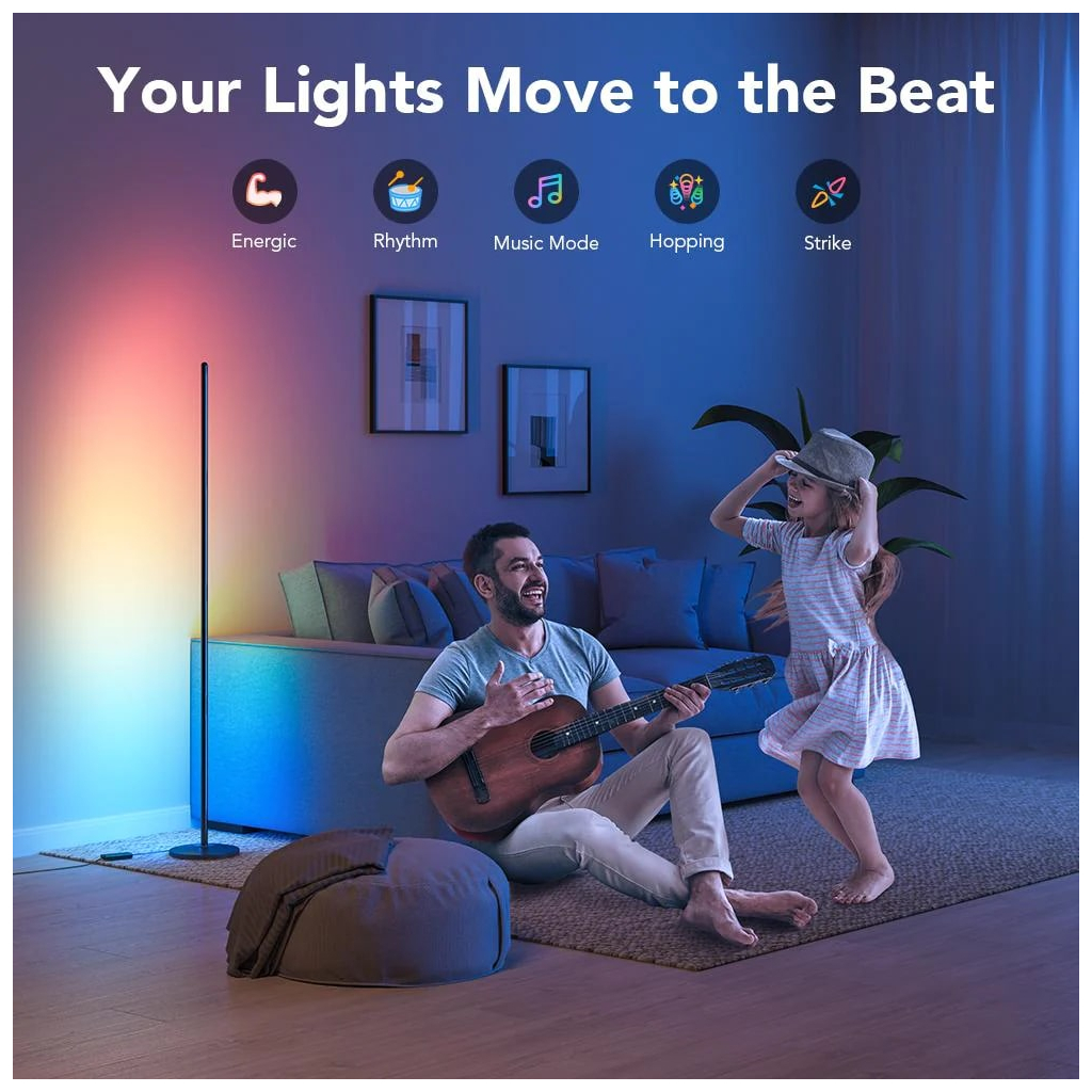 Торшер Govee H6076, 1000Lm, RGBICW, WI-FI/Bluetooth, black (H6076312)