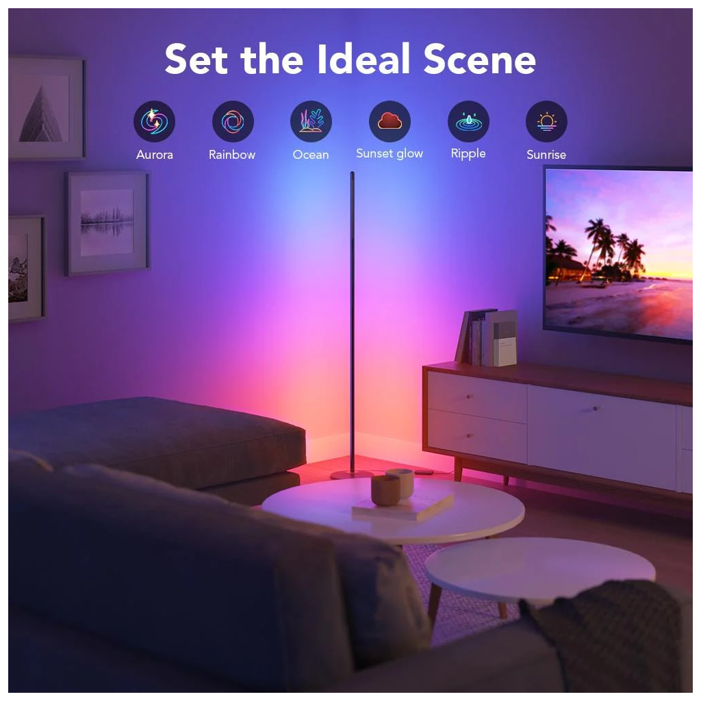 Торшер Govee H6076, 1000Lm, RGBICW, WI-FI/Bluetooth, black (H6076312)