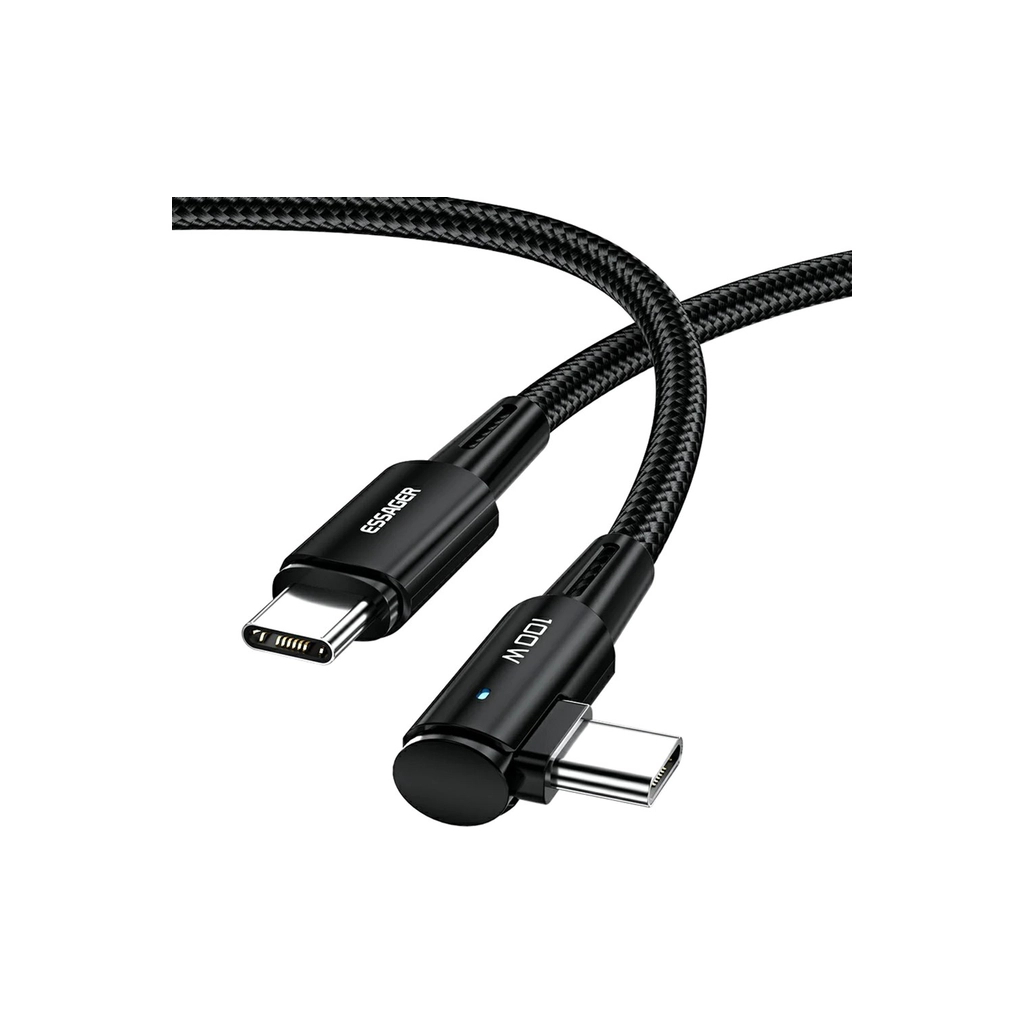 Дата кабель USB-C to USB-C 3.0m 100W 90° corner black Essager (EXCTT1-CGWTC01)
