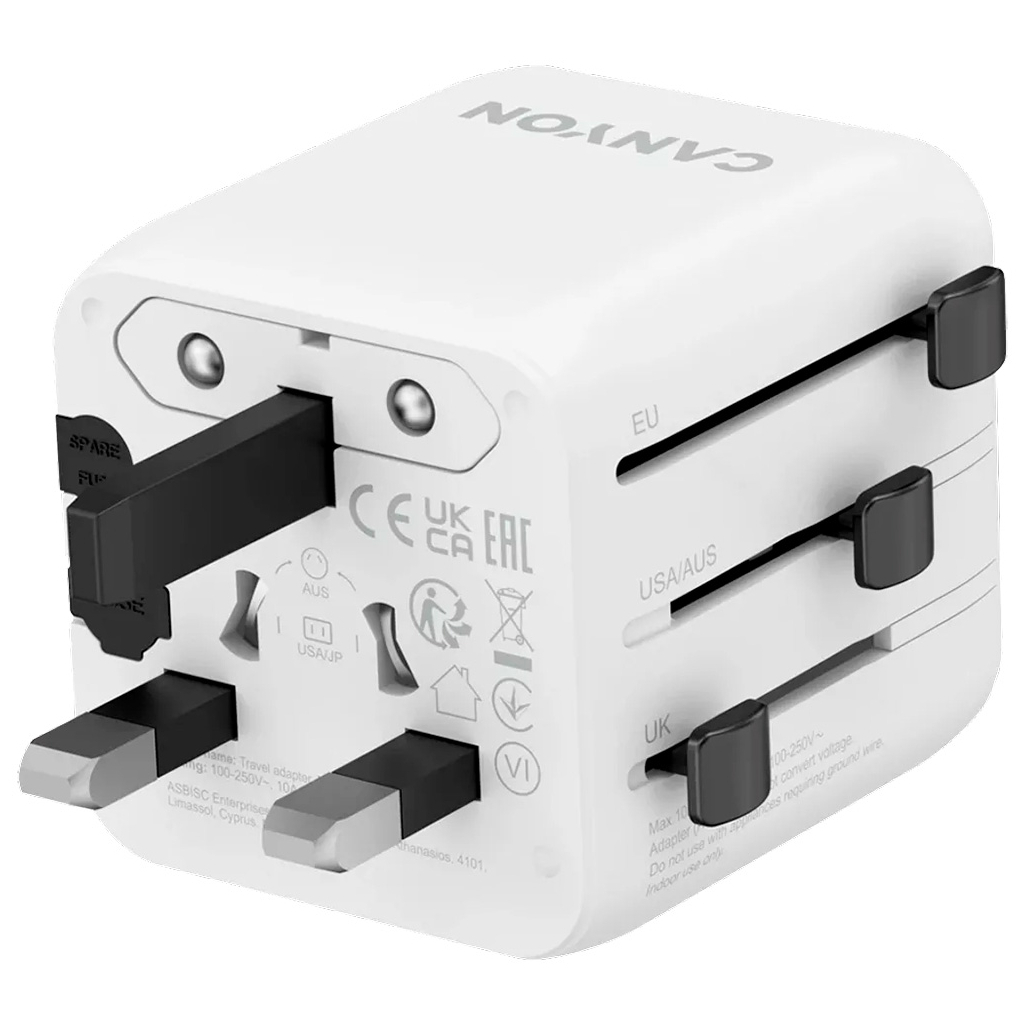 Перехідник Canyon Travel Adapter OnTour One EU/UK/US/AUS White (CNS-TA1005W) Перехідник Canyon Travel Adapter OnTour One EU/UK/US/AUS White (CNS-TA1005W)