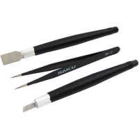 Bakku tool set BK-7280-A spatula, straight tweezers, scalpel, Blister (BK-7280-A)
