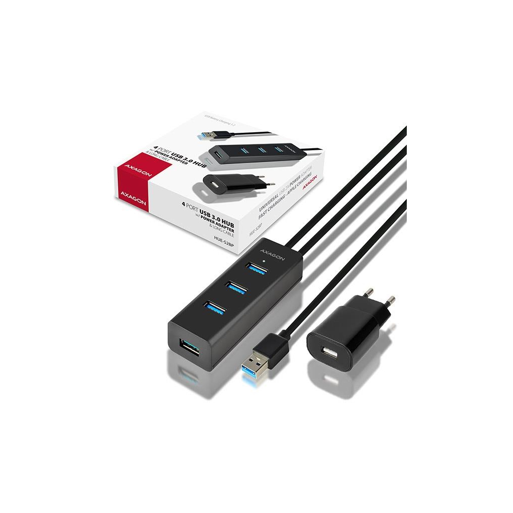 Концентратор AXAGON USB 3.1 to 4xUSB 3.0 1.2m + power adapter + cable USB to Micro 5P black (HUE-S2BP) Концентратор AXAGON USB 3.1 to 4xUSB 3.0 1.2m + power adapter + cable USB to Micro 5P black (HUE-S2BP)