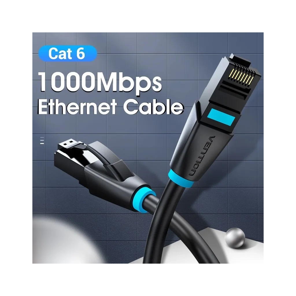 Патч-корд 1м, UTP cat 7 RJ-45 black Vention (IBKBF)