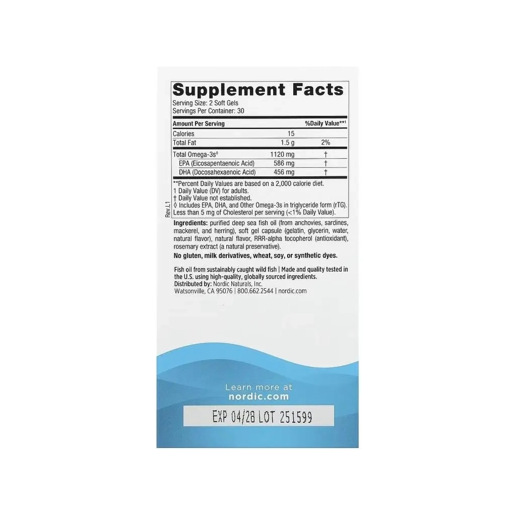 Вітамінно-мінеральний комплекс Nordic Naturals Риб'ячий Жир, Омега-3, 1120 мг на порцію, смак полуниці, Ultimate Om (NOR-06100)