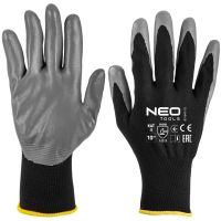 Protective gloves Neo Tools polyester with nitrile coating, p.10, gray-black (97-647K-10)