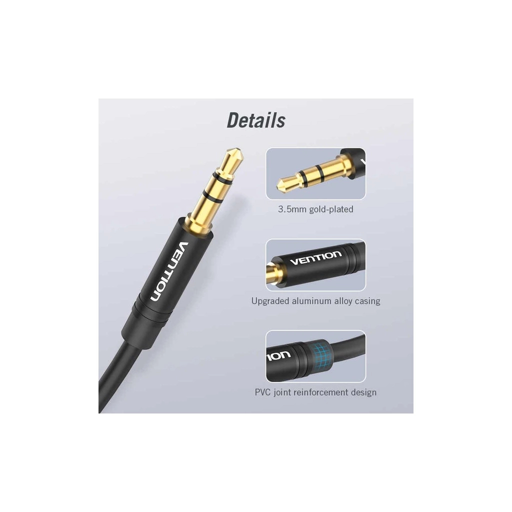 Кабель мультимедійний 3.5mm M to 2x3.5mm F 0.3m black Vention (BBWBY) Кабель мультимедійний 3.5mm M to 2x3.5mm F 0.3m black Vention (BBWBY)
