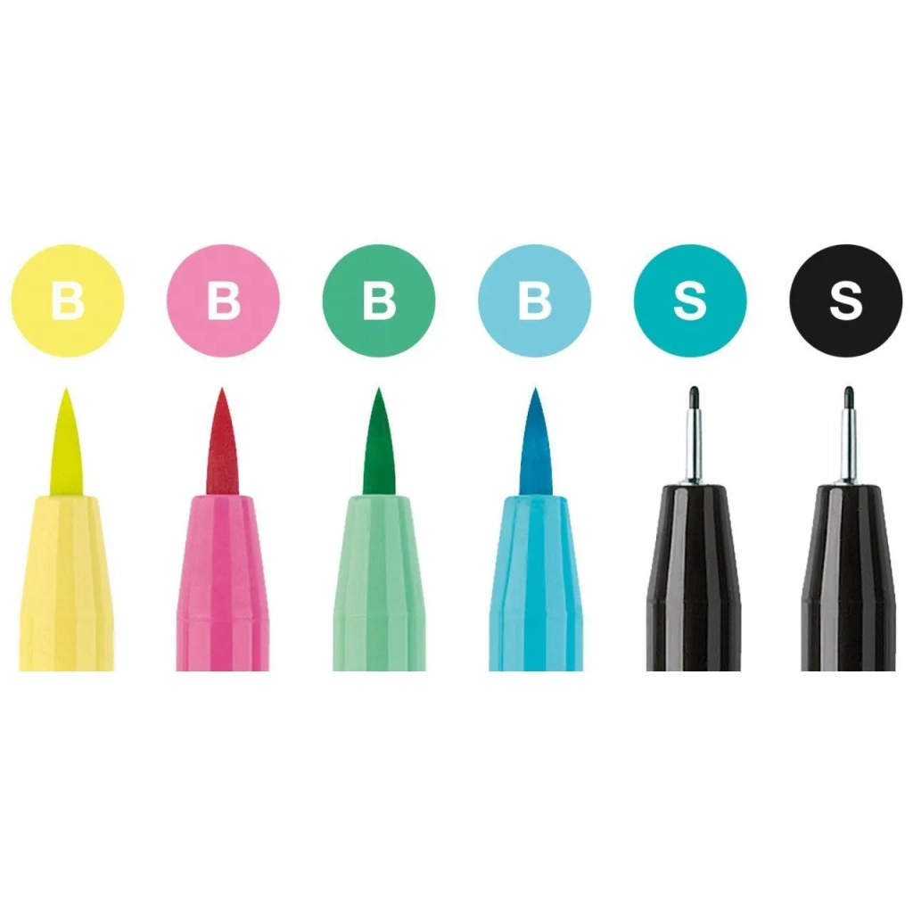 Лайнер Faber-Castell набір ручок капілярних PITT Artist Pens Hand Lettering Set (пастельні відтінки) 6 шт (27371)
