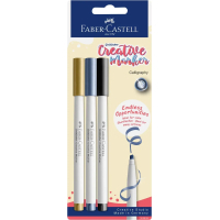 Set of Faber-Castell fine markers for decoration Goldfaber Creative Marker Calligraphy, 3 colors, tip C (calligraphy) (33008)