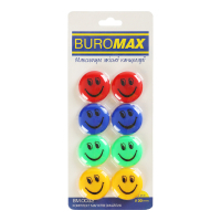 Magnet Buromax set Smiley colored, 30 mm, 8 pcs. in a package (BM.0032)