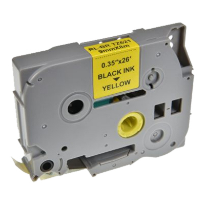Label printer tape UKRMARK RL-B-T621P-BK/YE, analog TZE621. 9 mm x 8 m (CBTZ621)