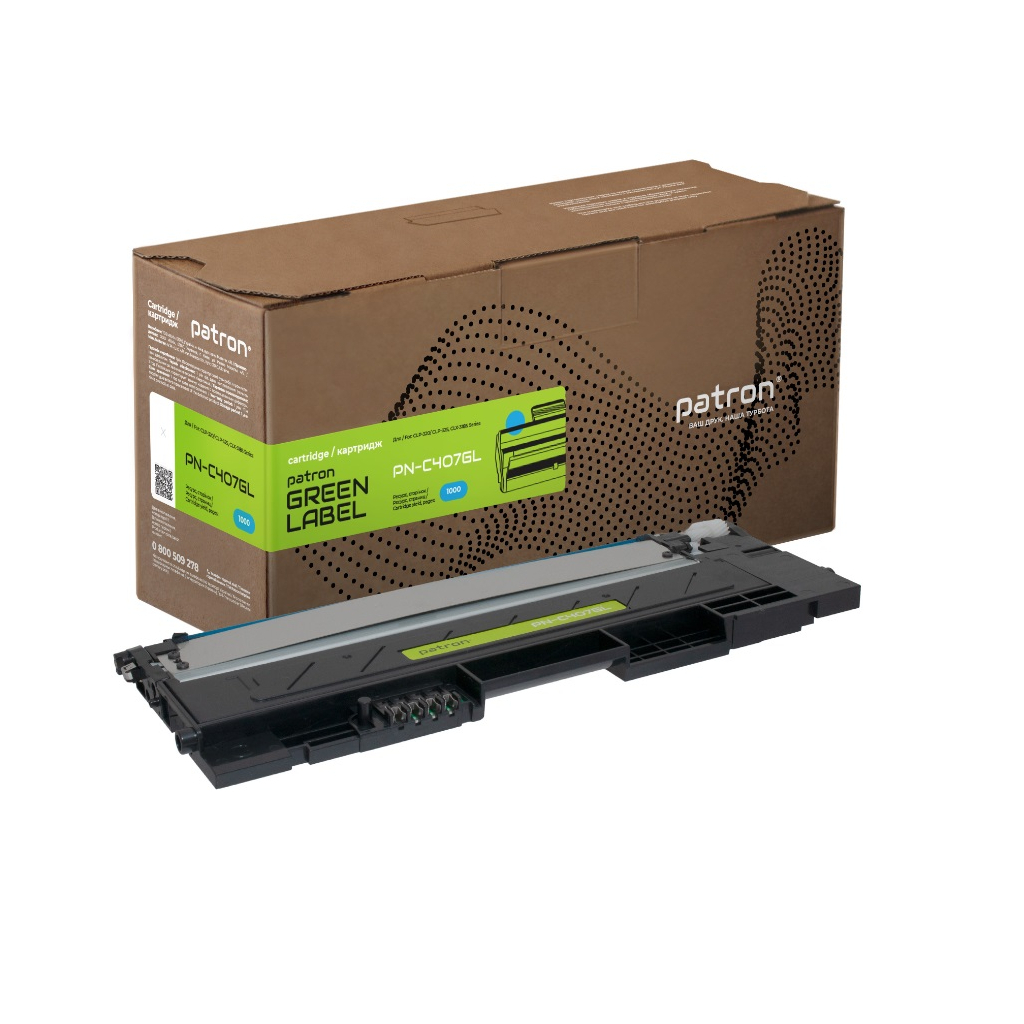 Тонер-картридж Patron Samsung CLT-407S cyan Green Label (PN-C407GL) Тонер-картридж Patron Samsung CLT-407S cyan Green Label (PN-C407GL)