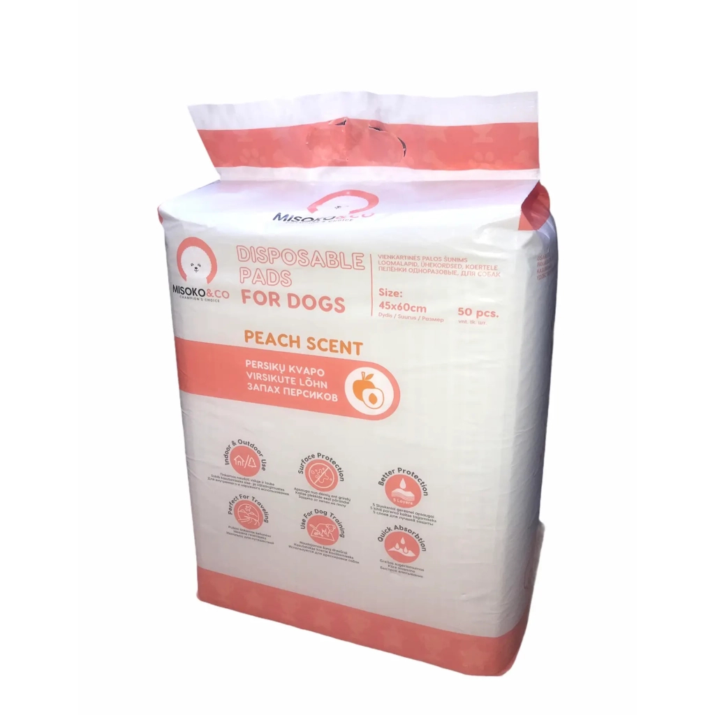 Пелюшки для собак MISOKO&CO з ароматом персика 45х60 см 50 шт (SHAMSK63062_50) Пелюшки для собак MISOKO&CO з ароматом персика 45х60 см 50 шт (SHAMSK63062_50)