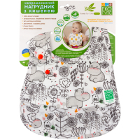 Слинявчик Еко Пупс Eco Cotton Premium непромокаючий з кишенею Бегемотик (EPB-005)