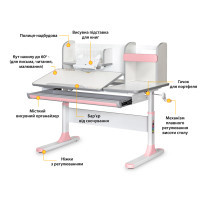 Mealux Vancouver Multicolor Pink desk with shelf (BD-620 W/G MC+PN with shelf)