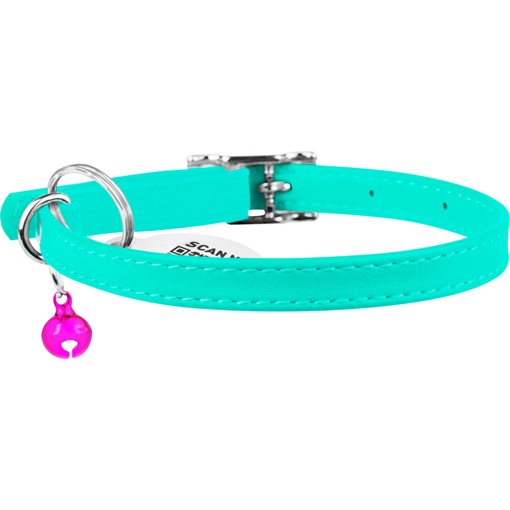 Нашийник для тварин WAUDOG Glamour з QR паспортом Д 22-30 см ментоловий (324813)