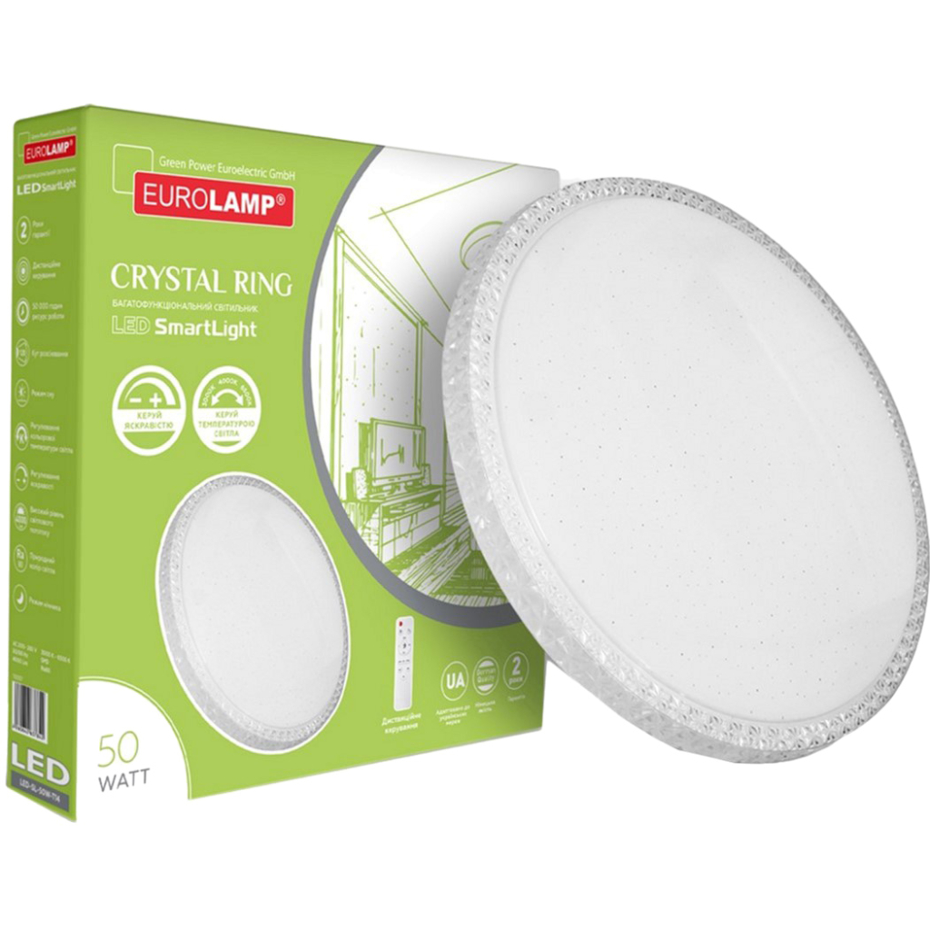 Світильник Eurolamp Crystal Ring T15 50W 3000K-6500K (LED-SL-50W-T15) Світильник Eurolamp Crystal Ring T15 50W 3000K-6500K (LED-SL-50W-T15)
