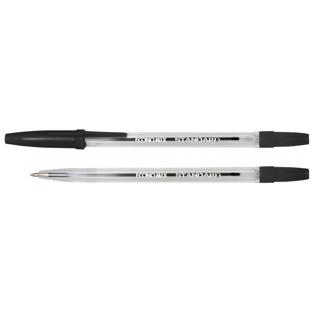 Ручка кулькова Economix STANDARD 0,5 мм. Корпус прозорий, пише чорним (E10117-01)