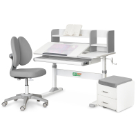 Парта з кріслом ErgoKids (L) + тумба (TH-330 + Y-412 Lite + BD C3_GREY)