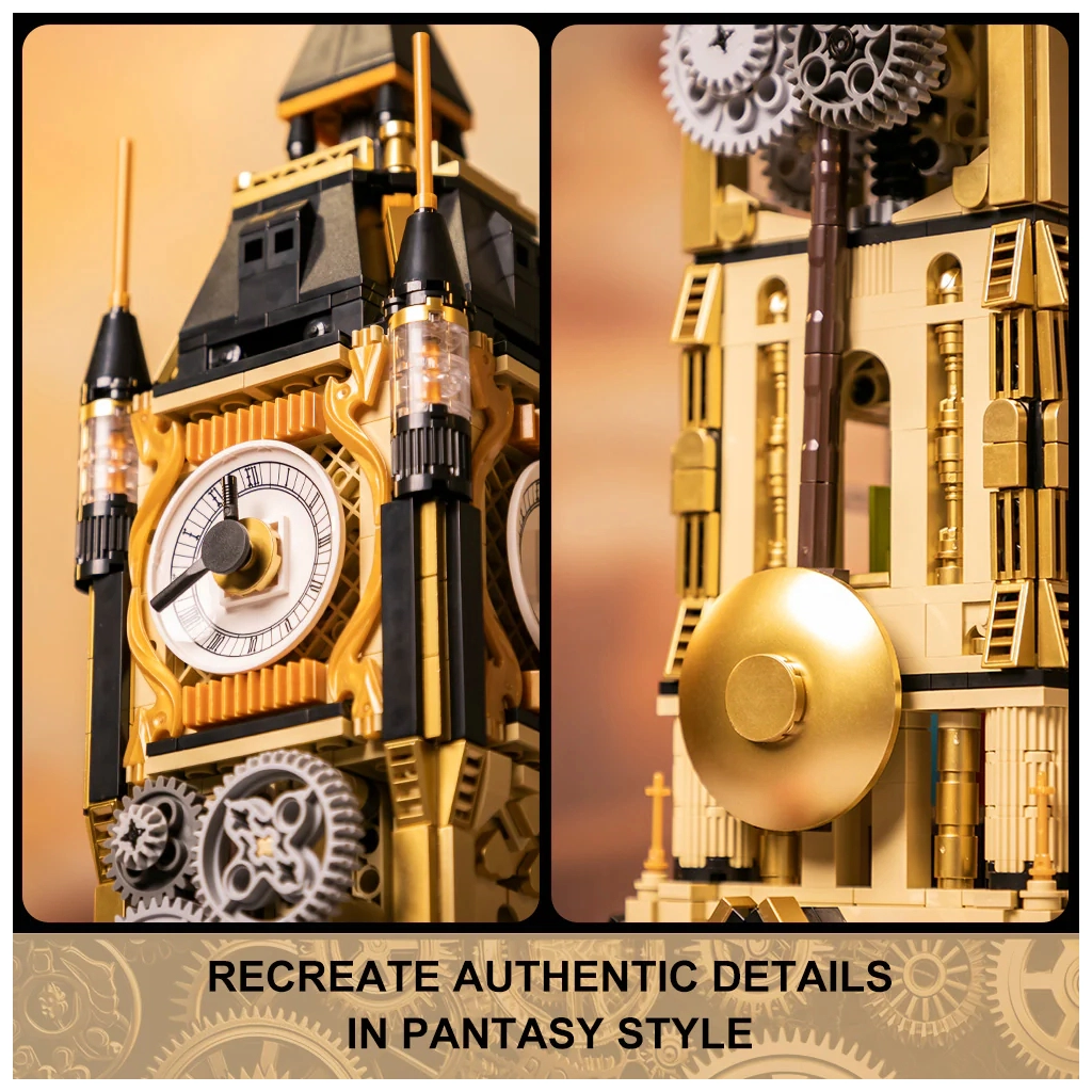 фото Блоковий конструктор Pantasy Original - Steampunk Парк Годинникова вежа в стилі стімпанк (85008)