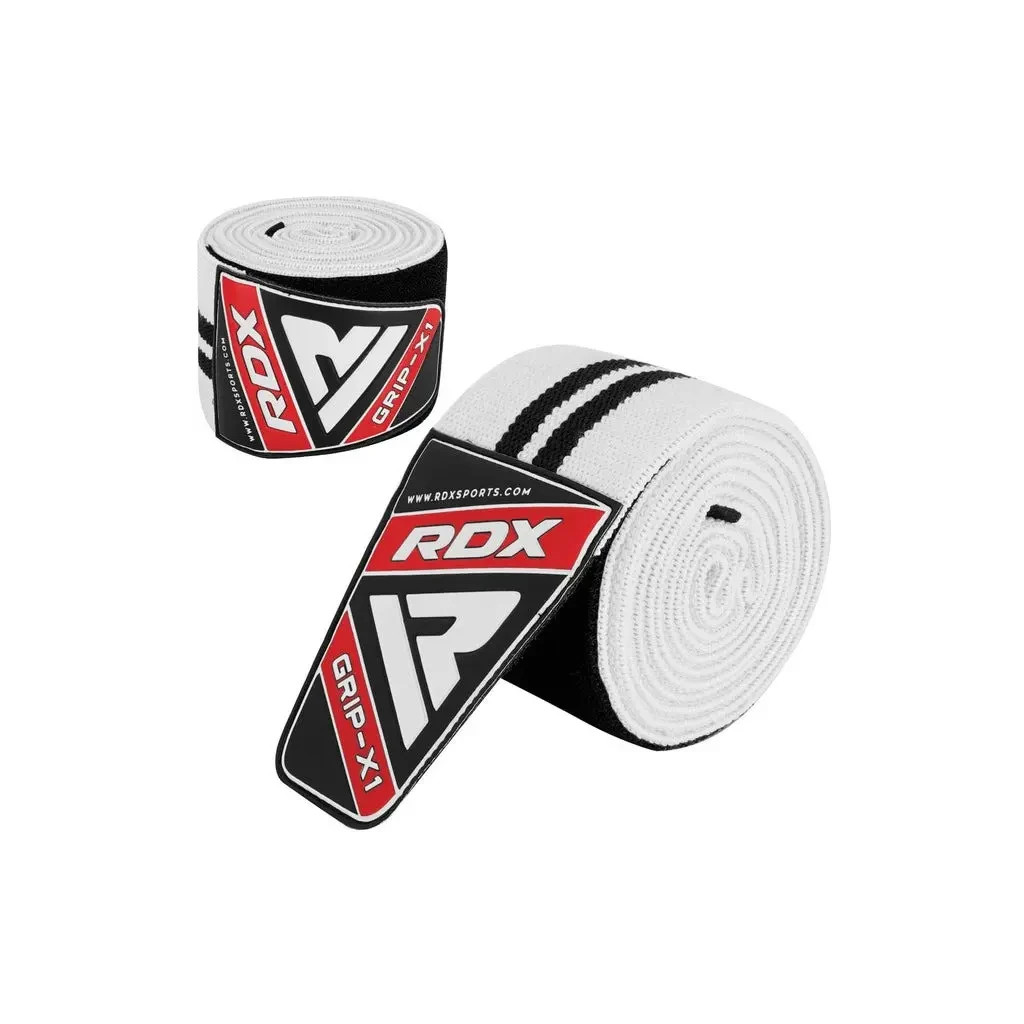 Бинт для спорту RDX на коліна K1 GYM Knee Wraps White/Black Plus (WAH-K1W+)