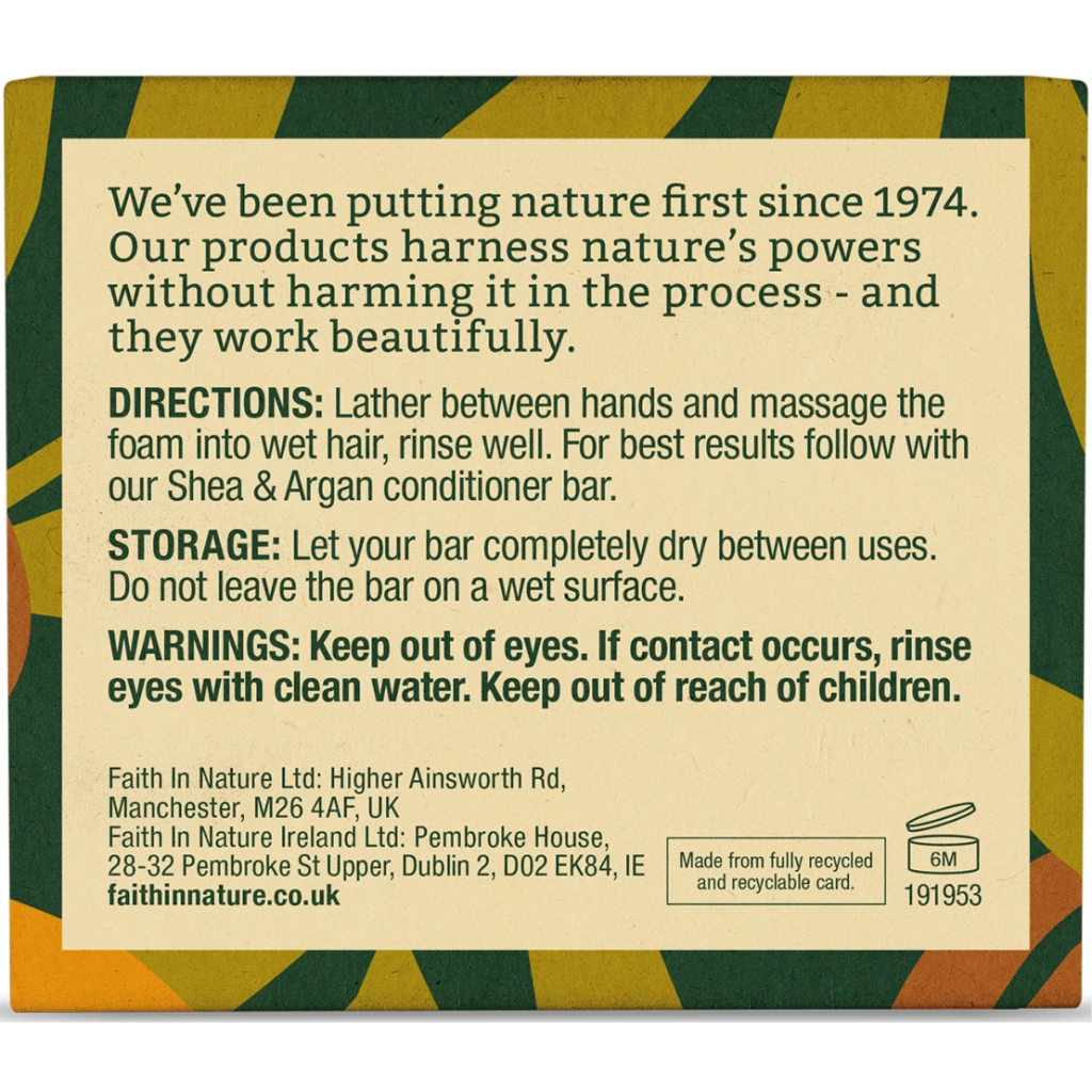 Твердий шампунь Faith in Nature Натуральний З ши та арганою 85 г (708002307607)