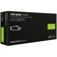 Медичні рукавички Mercator Medical Nitrylex Black Нітрилові Неопудрені діагностичні Розмір S 100 шт. Чорні (3.1017) (5906615004424)