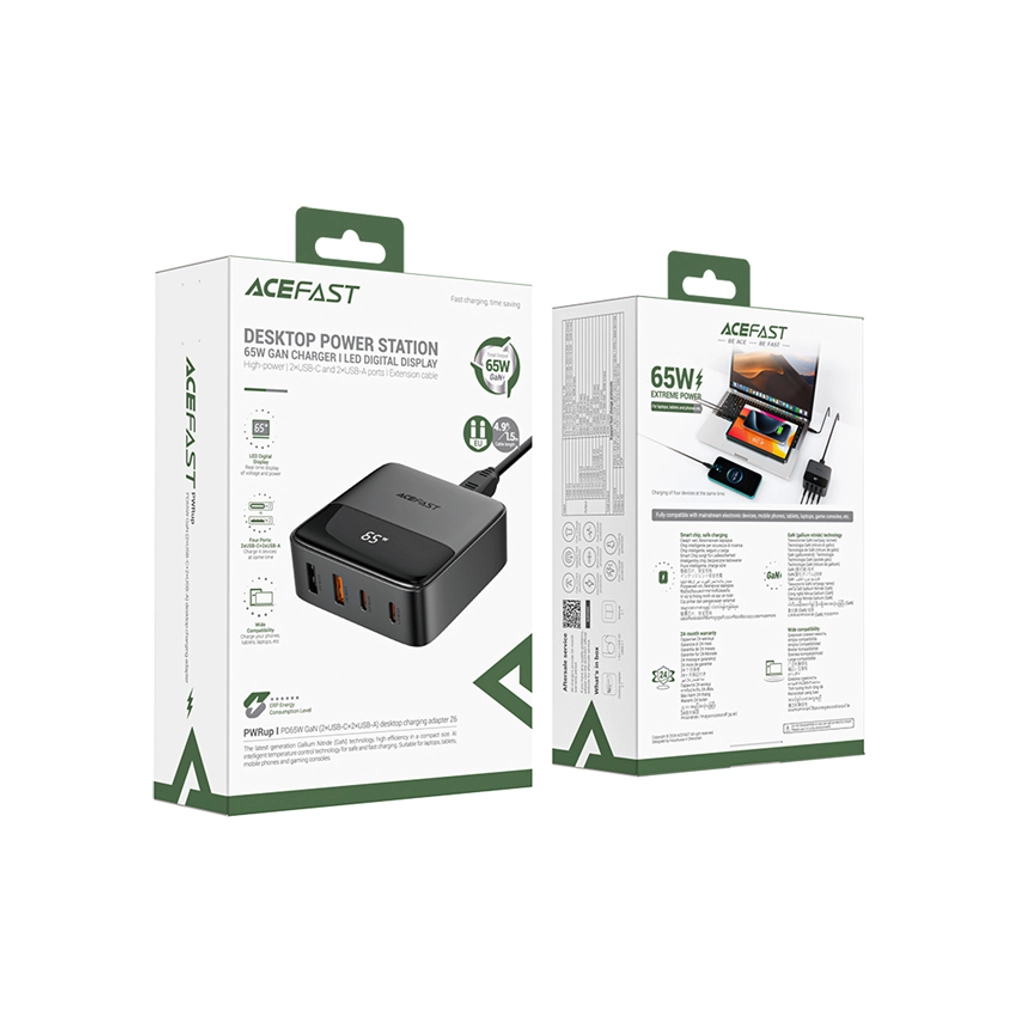 Зарядний пристрій Acefast 4xUSB 65W (2xUSB-C + 2xUSB-A) Gan Z6 Fast Charger (6974316283324)