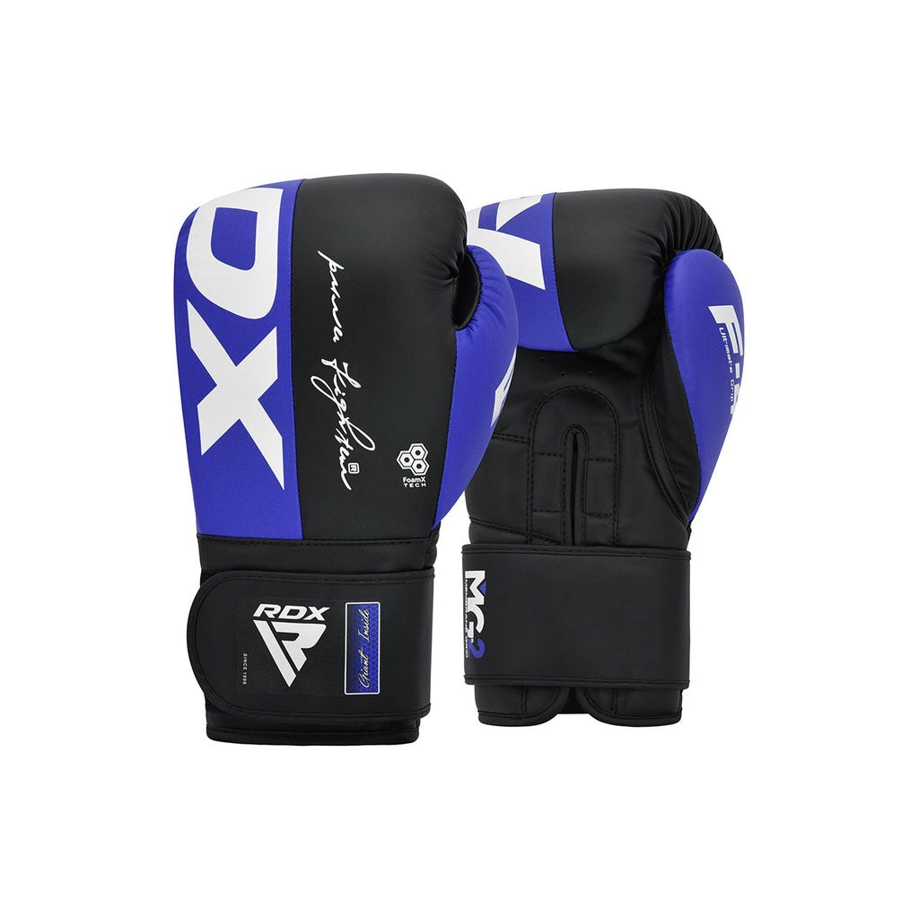 Боксерські рукавички RDX F4 Boxing Sparring Gloves Hook & Loop Blue/Black 10 унцій (BGR-F4U-10OZ)