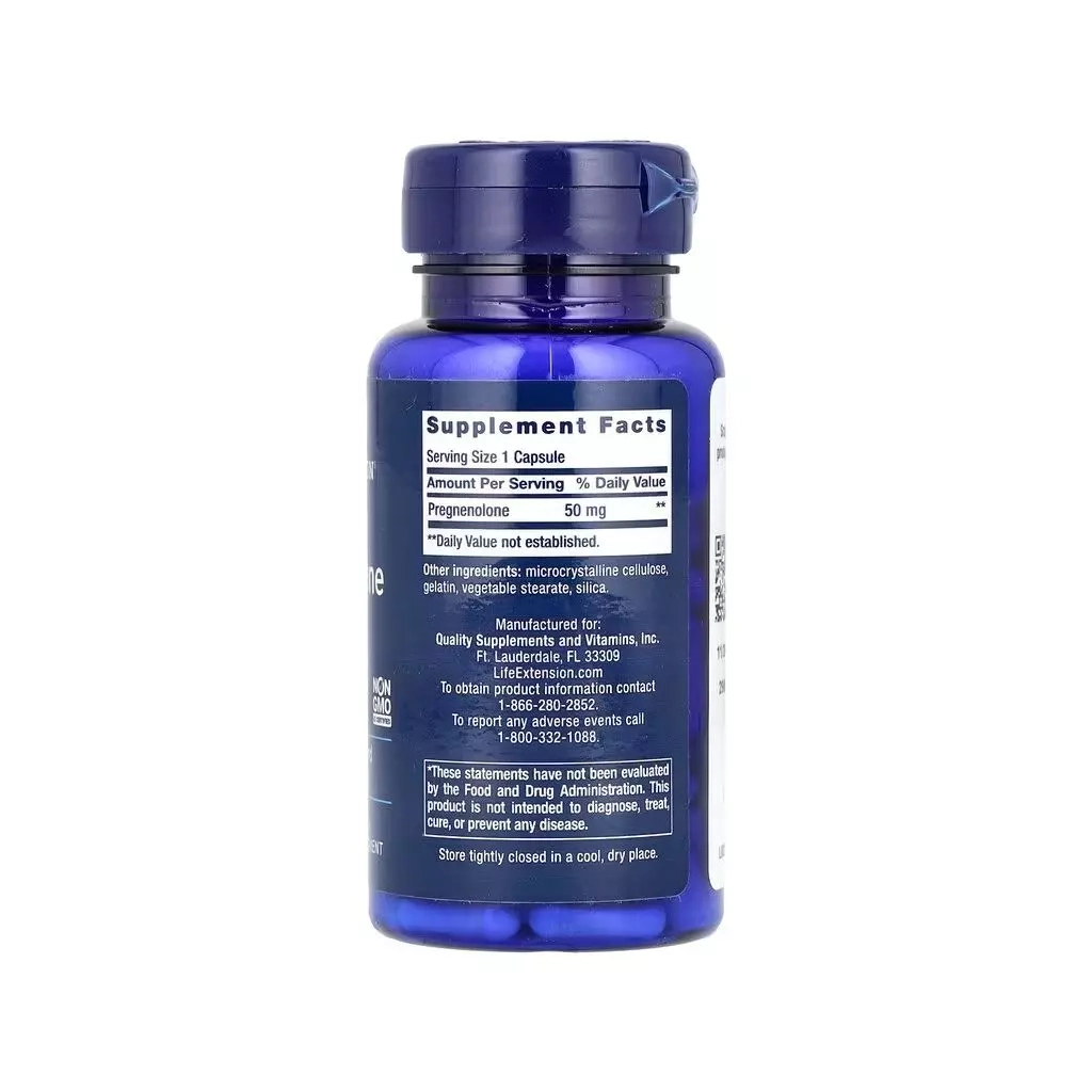 Вітамінно-мінеральний комплекс Life Extension Прегненолон, Pregnenolone, 100 капсул (LEX-30210)