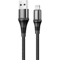 Дата кабель USB 2.0 AM to Lightning 1.0m 2.4A nylon X50 black HOCO (6931474734198)