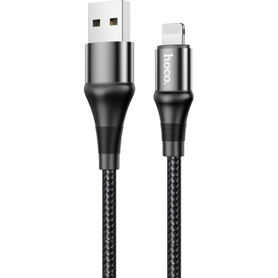Дата кабель USB 2.0 AM to Lightning 1.0m 2.4A nylon X50 black HOCO (6931474734198)