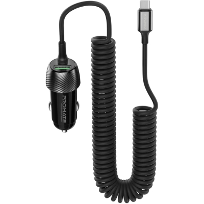 Зарядний пристрій Promate 33W USB-C cable + USB-A port (powerdrive-33pdc.black)