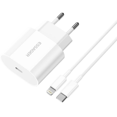 Зарядний пристрій Essager USB-C PD20W + cable USB-C to Lightning white (EFJB02-XBL02-T)