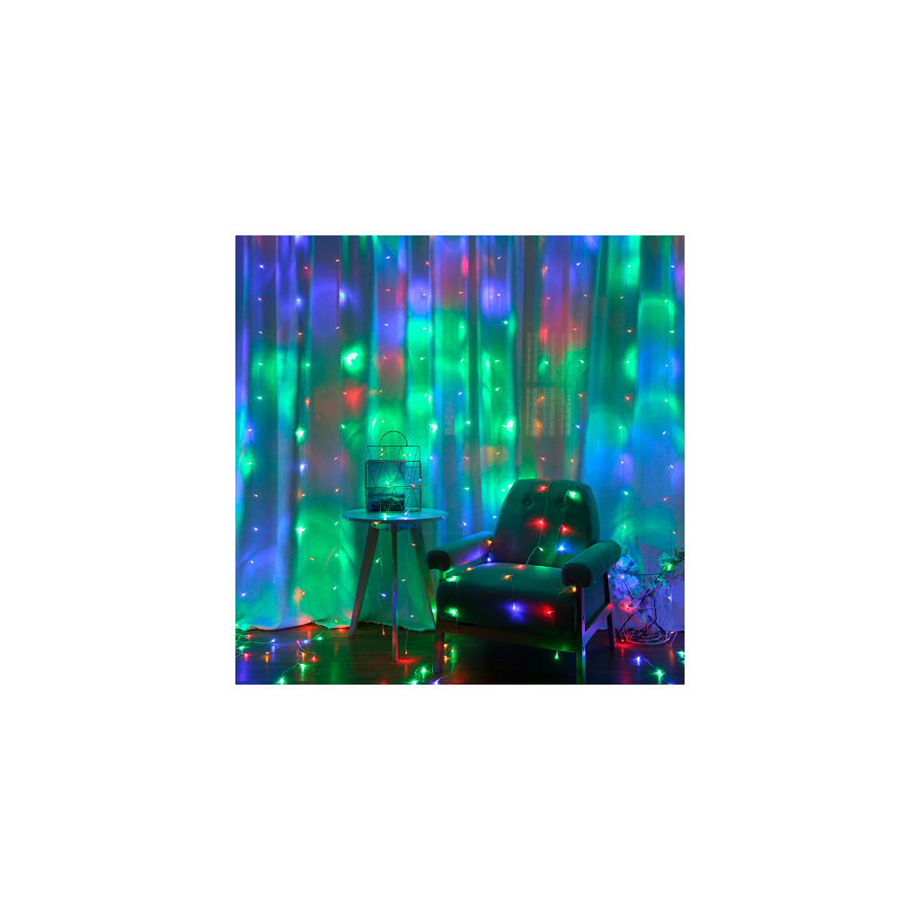 Гірлянда Voltronic Штора Водопад (Red/Green/Blue/Yellow), 4*0.6 м. 220V, прозора (GAR4-06LED-RGB)