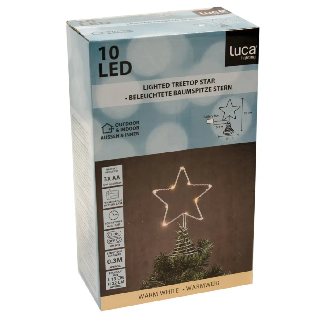 Верхівка на ялинку Luca Lighting Зірка 10 LED,13 см, теплий білий (8720362250487) Верхівка на ялинку Luca Lighting Зірка 10 LED,13 см, теплий білий (8720362250487)