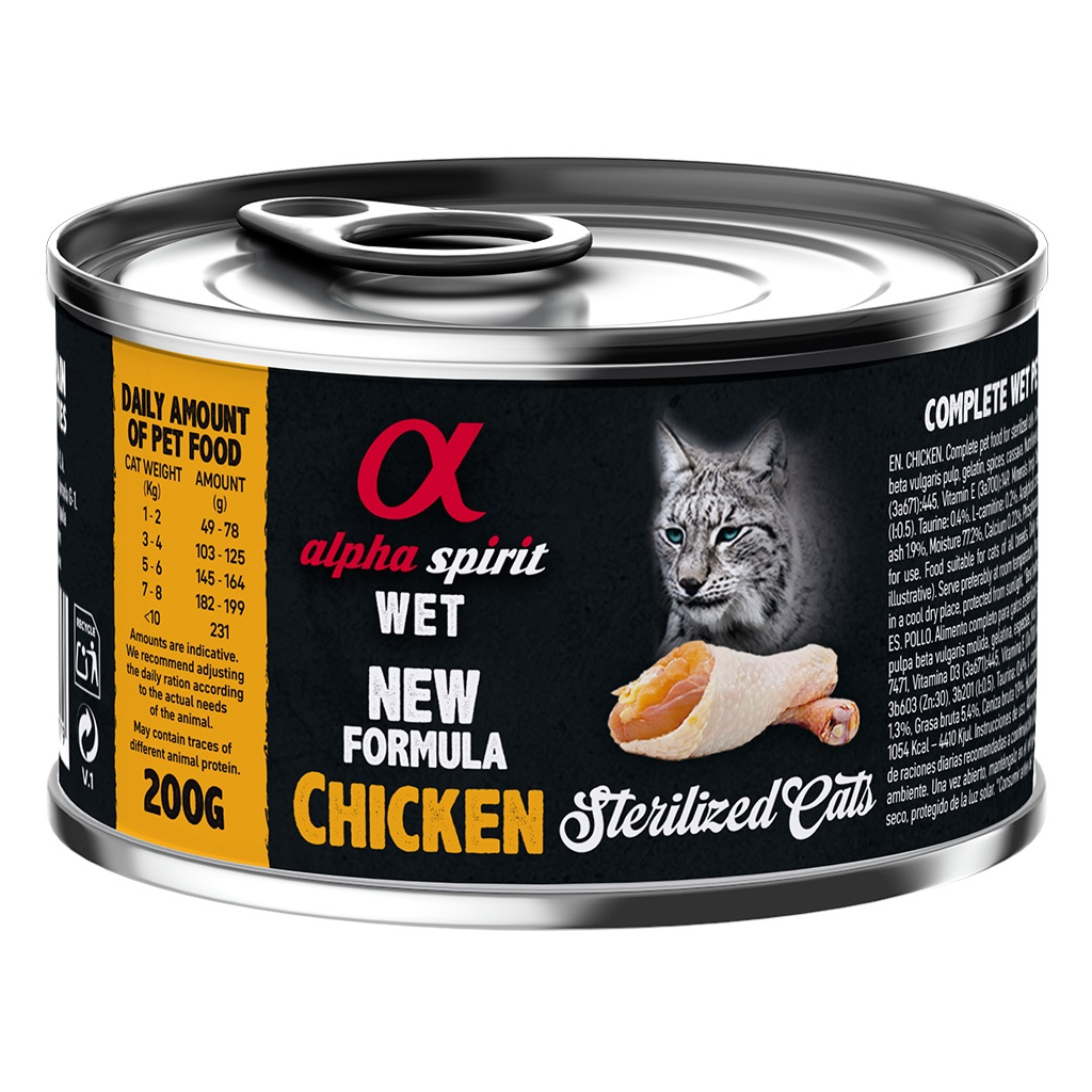 Консерви для котів Alpha Spirit Chicken for Sterilized Cat 200 г (8436586311179)