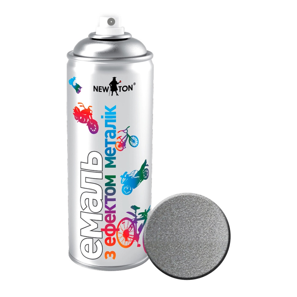 Аерозольна фарба для автомобіля New Ton універсальна срібляста з ефектом "металік" 400мл (000000256)