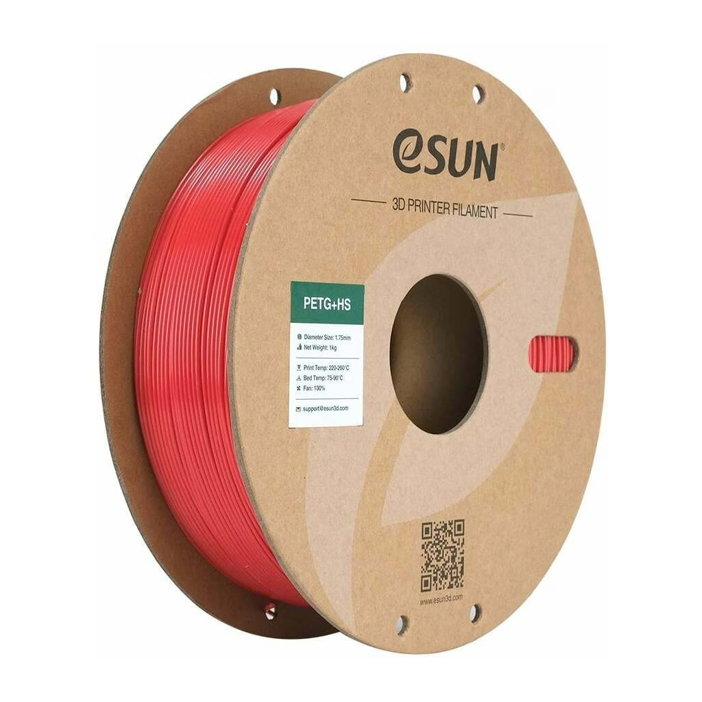 Пластик для 3D-принтера eSUN ePETG+HIGH SPEED 1,75mm 1kg SOLID RED (EPETG+HS-P175SR1)