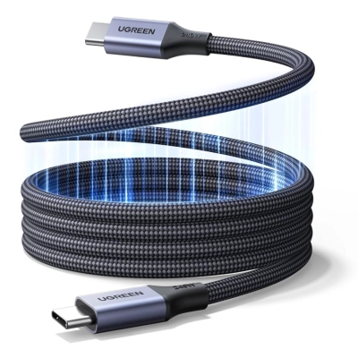 Дата кабель USB-C to USB-C 1.0m 240W 480Mbps braided black Ugreen (85973)