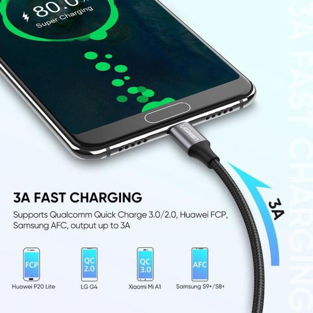 Дата кабель USB 2.0 AM to USB-C 2.0m US288 Aluminum Braid Black Ugreen (60128) Дата кабель USB 2.0 AM to USB-C 2.0m US288 Aluminum Braid Black Ugreen (60128)