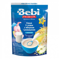 Дитяча каша Bebi Premium молочна 3 злаки з яблуком та ромашкою +6 міс. 200 г (8606019654399)