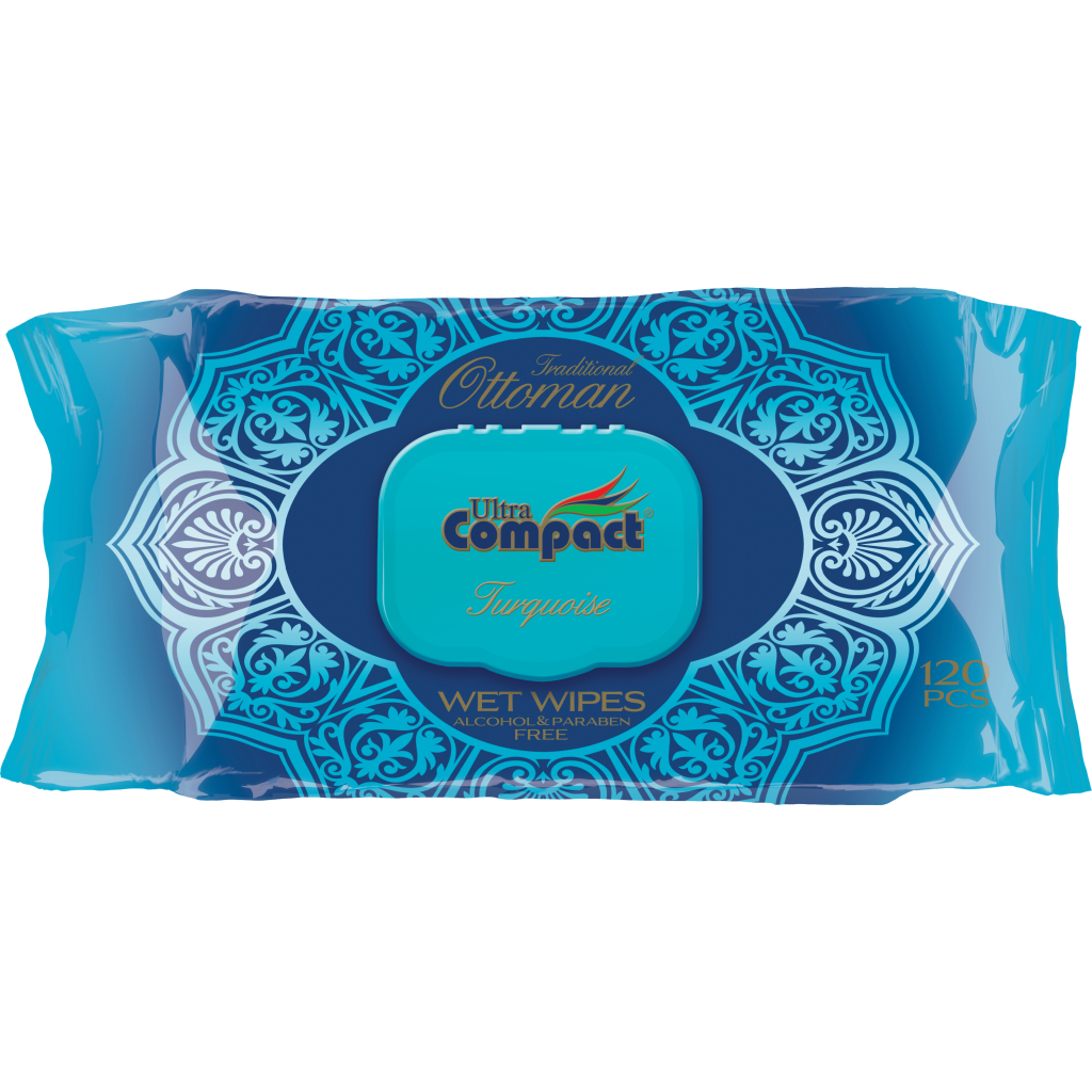 Вологі серветки Ultra Compact Оттоман Бірюза з клапаном 120 шт. (8697420534400)