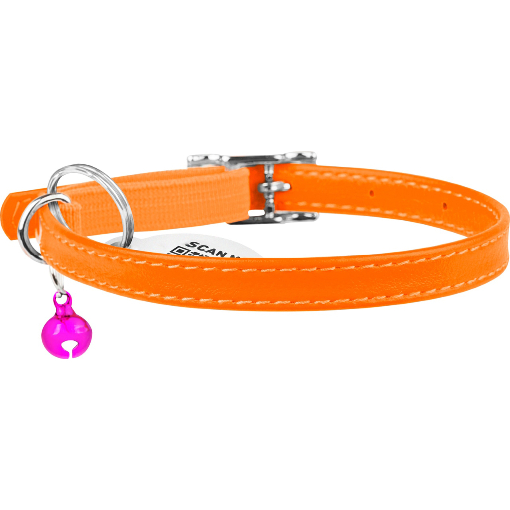 Нашийник для тварин WAUDOG Glamour з QR паспортом Д 22-30 см помаранчевий (32484)