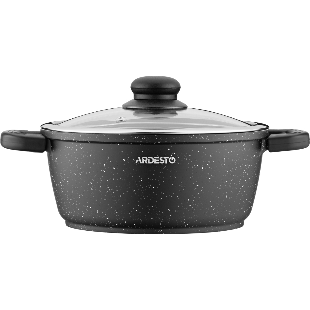 Каструля Ardesto Gemini Anzio скляна кришка 20 см 2,5 л чорна (AR2420GE)